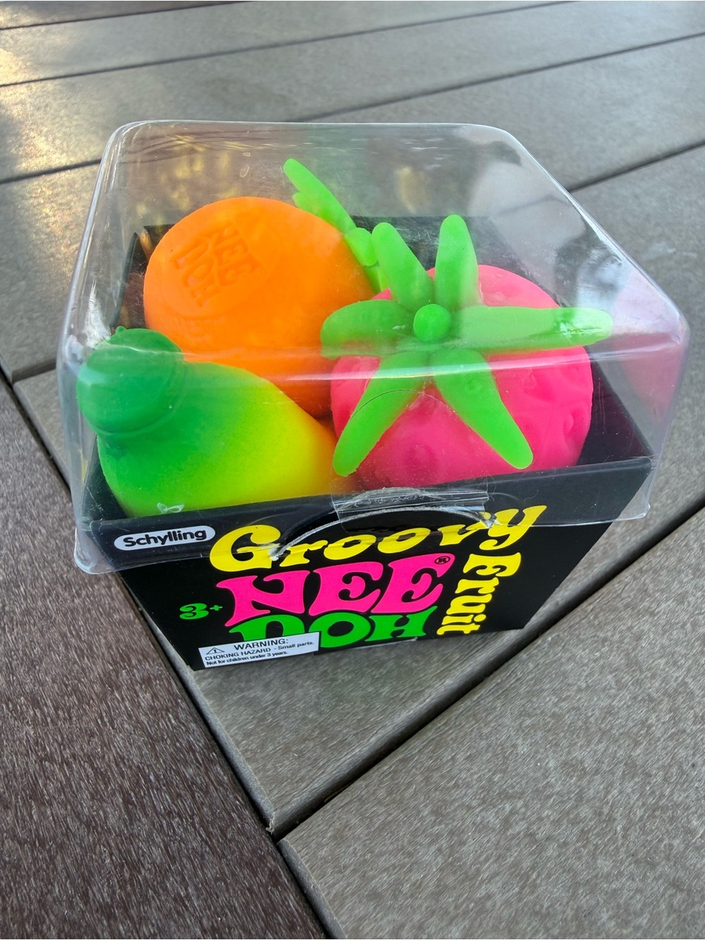 Authentic Groovy NeeDoh Fruit Squishy Toy Set - Pink, Orange & Green